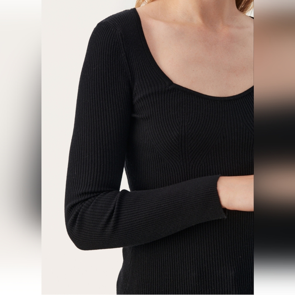 SOLD Part Two Black Ribbed Knit Sweater - Picture 5 of 5